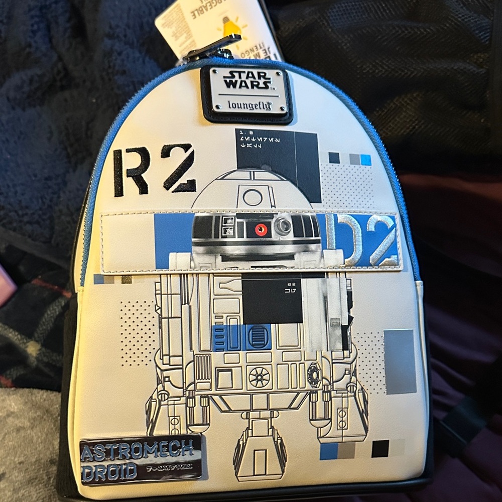 Loungefly R2-D2 Droid Backpack in White and Blue
